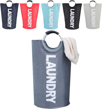 90L Large Collapsible Laundry Basket with Handles Large Washing Laundry Hamper Foldable Wash Bin Waterproof Clothes Bag Storage Bucket (6 Colors) for Bedroom & Bathroom