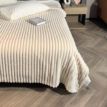 Ribbed Throws Fleece Blanket Chunky Cord Faux Fur Large Size Sofa Bed Corded