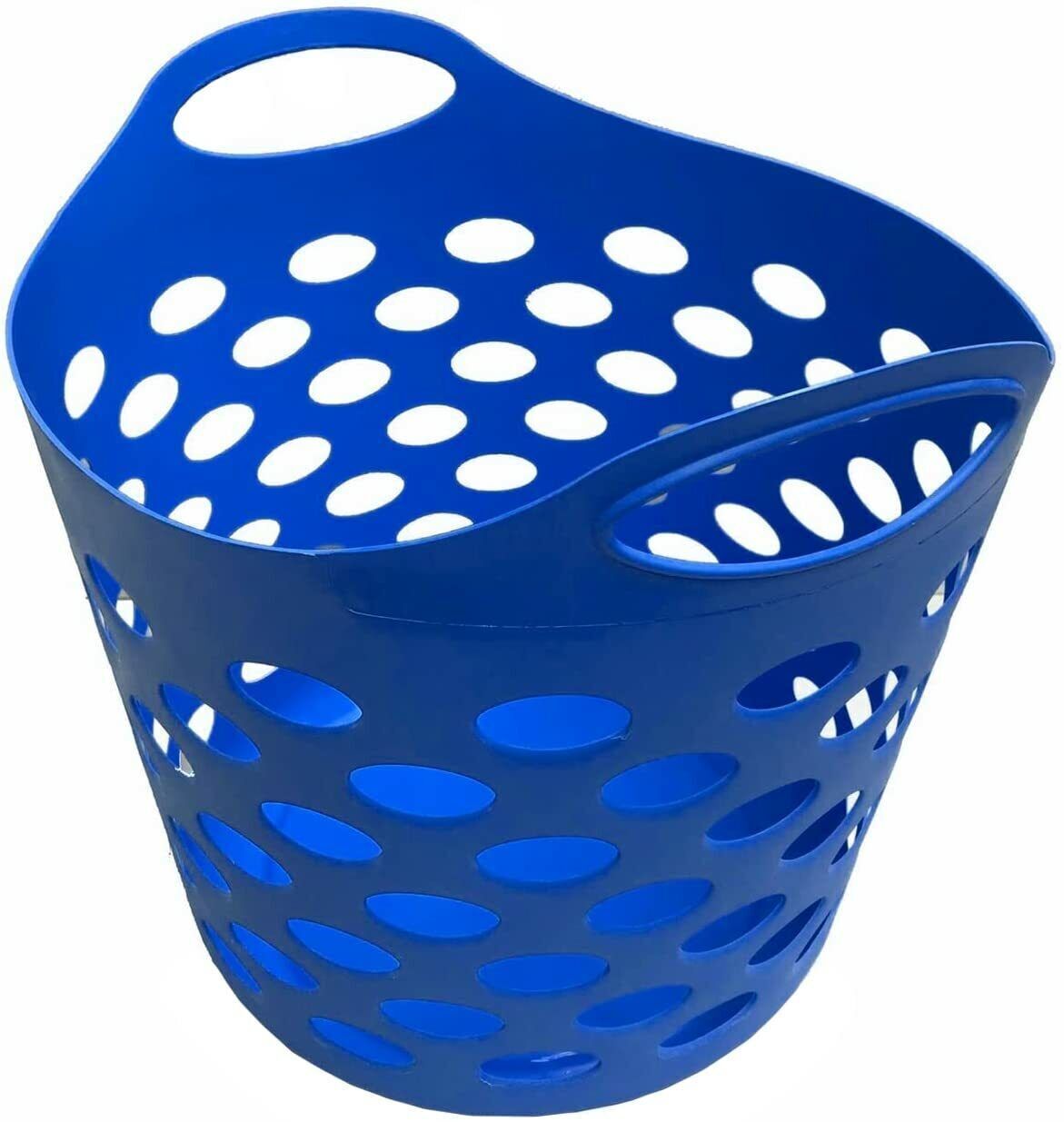 30L Plastic Laundry Basket With Handles Flexi Large Storage Round Hipster Hamper For Clothes Nursery & Home Organisation 13 Colours