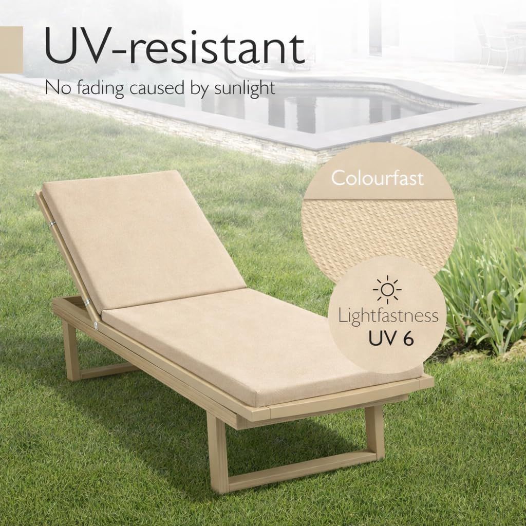 Sun Lounger Mat – Reclining Garden Chair Bed Recliner Beach Camping Cushion Pad