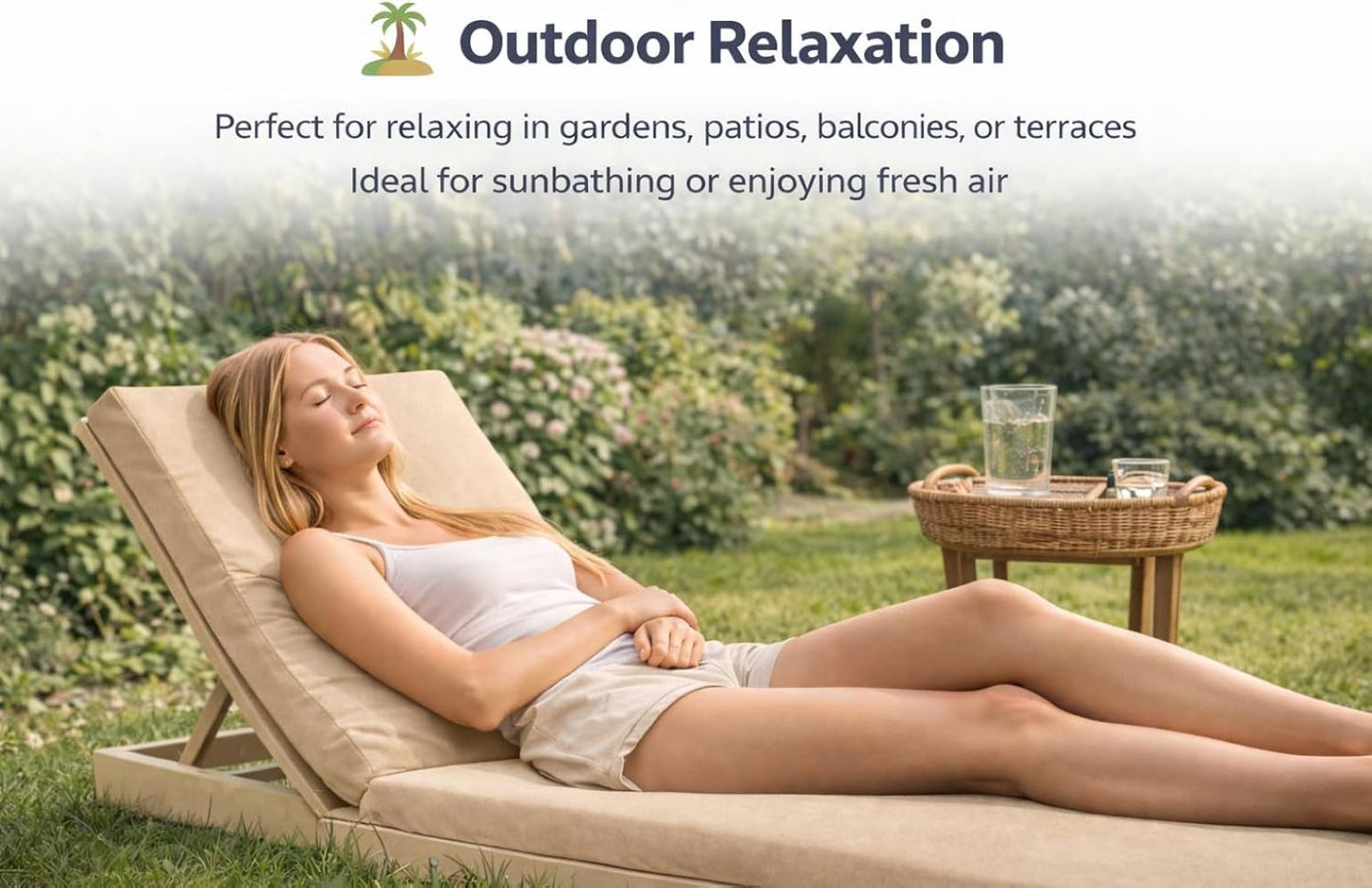 Sun Lounger Mat – Reclining Garden Chair Bed Recliner Beach Camping Cushion Pad