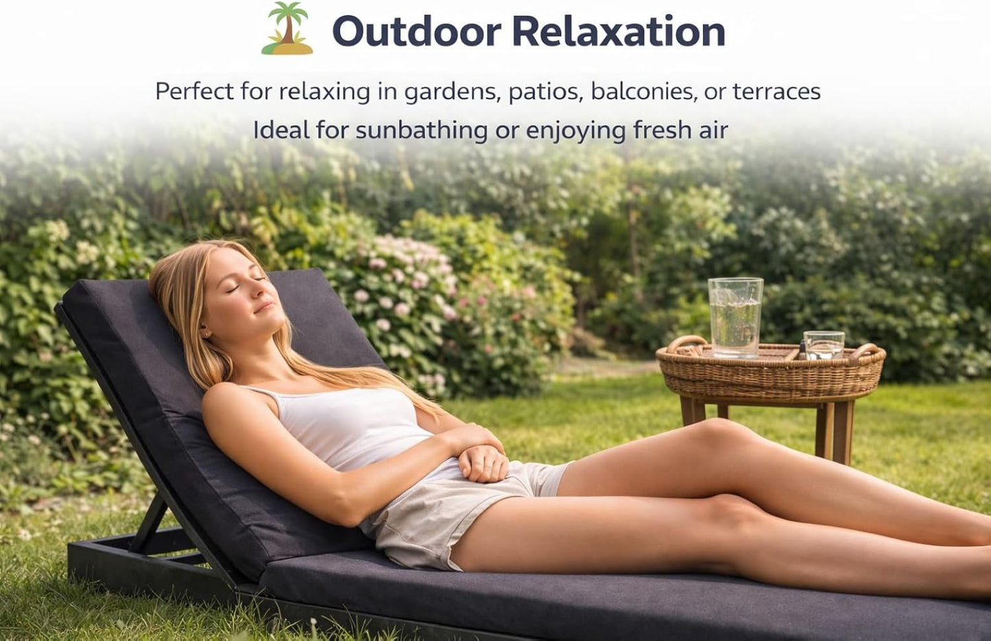 Sun Lounger Mat – Reclining Garden Chair Bed Recliner Beach Camping Cushion Pad