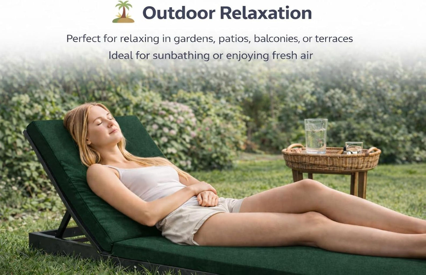 Sun Lounger Mat – Reclining Garden Chair Bed Recliner Beach Camping Cushion Pad