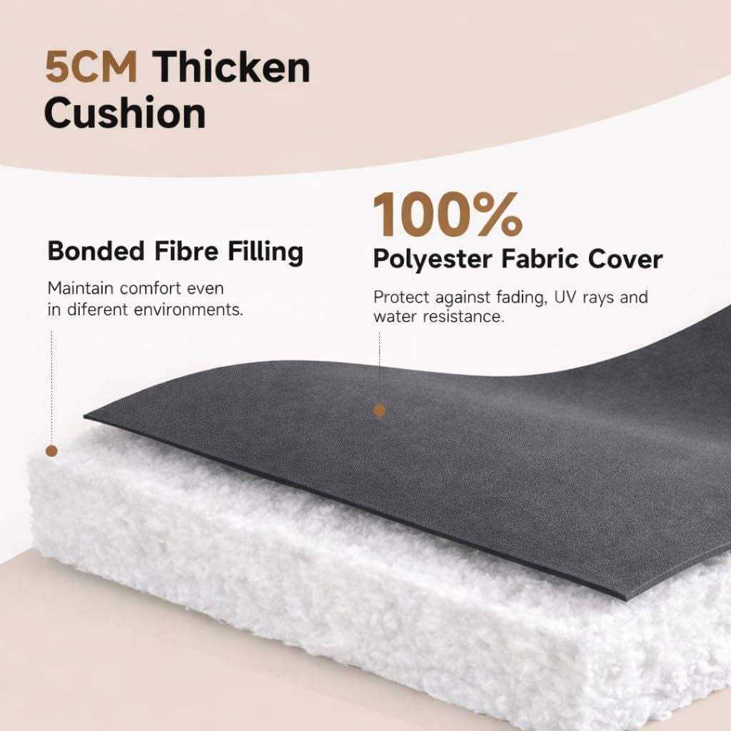Sun Lounger Mat – Reclining Garden Chair Bed Recliner Beach Camping Cushion Pad
