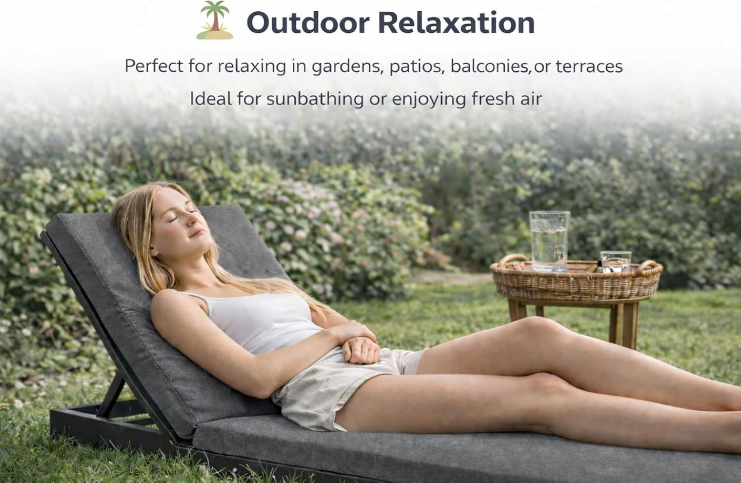 Sun Lounger Mat – Reclining Garden Chair Bed Recliner Beach Camping Cushion Pad