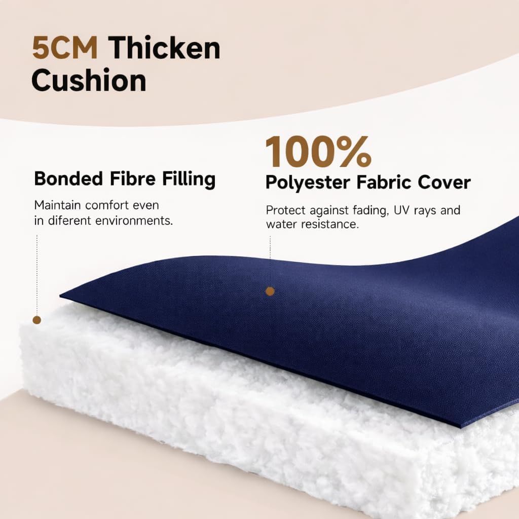 Sun Lounger Mat – Reclining Garden Chair Bed Recliner Beach Camping Cushion Pad