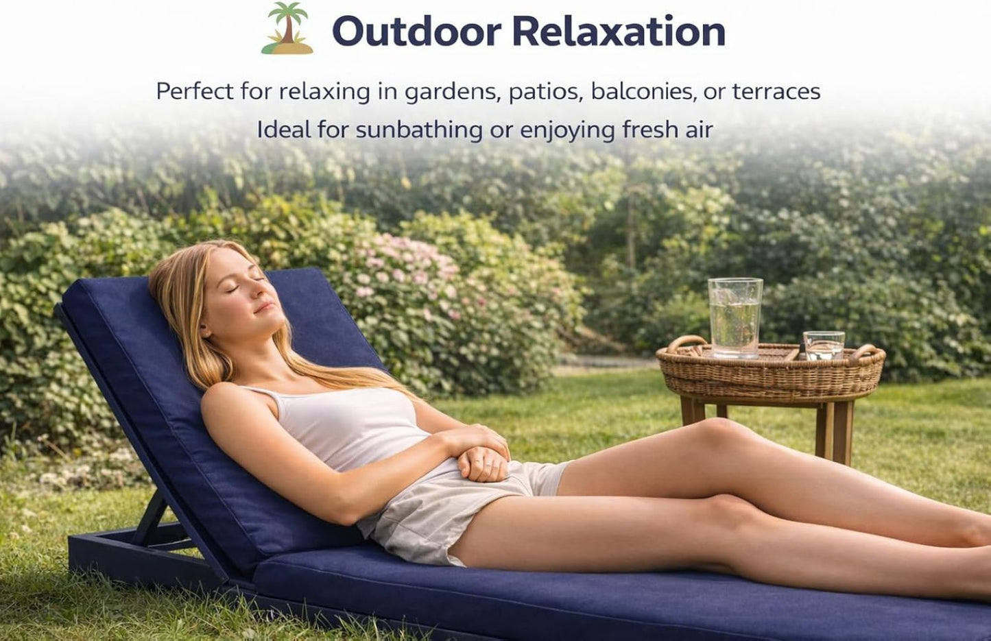 Sun Lounger Mat – Reclining Garden Chair Bed Recliner Beach Camping Cushion Pad