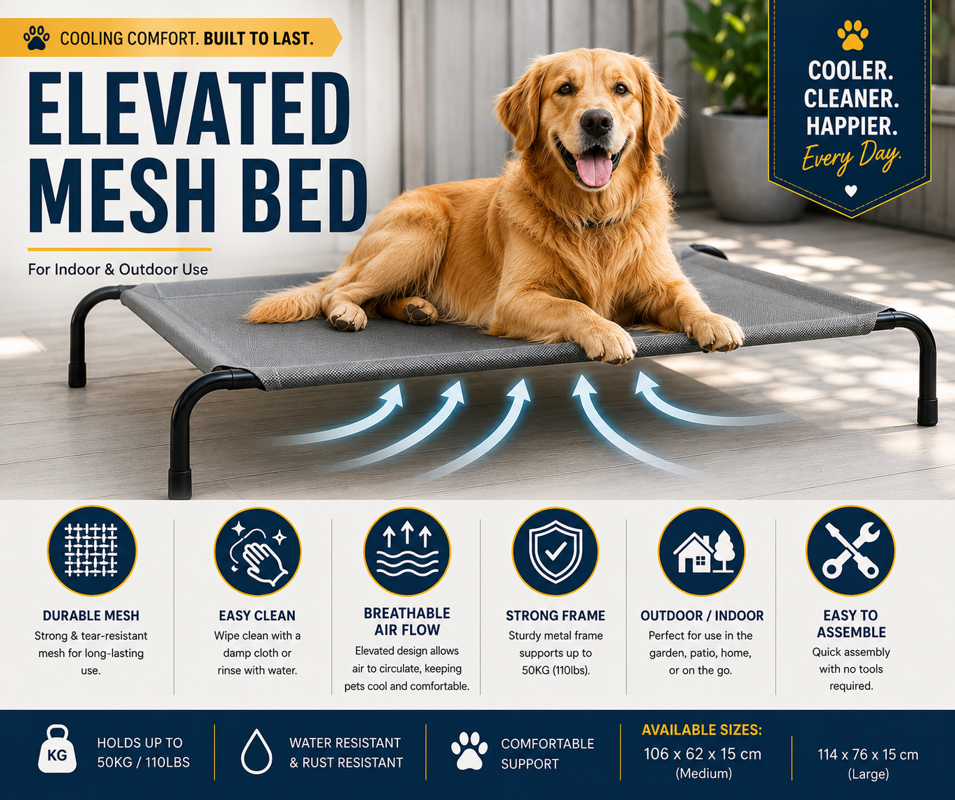 Easy 4-step assembly guide – elevated dog bed ready in minutes with no tools required – Nimora Home