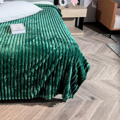 Ribbed Throws Fleece Blanket Chunky Cord Faux Fur Large Size Sofa Bed Corded