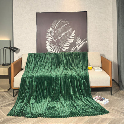 Ribbed Throws Fleece Blanket Chunky Cord Faux Fur Large Size Sofa Bed Corded