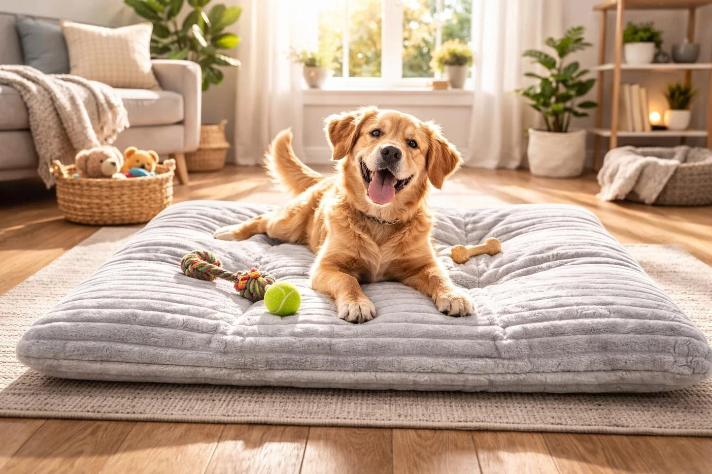 Orthopaedic Dog Bed – Plush Mattress with Washable Cover for Large Dogs & Cats