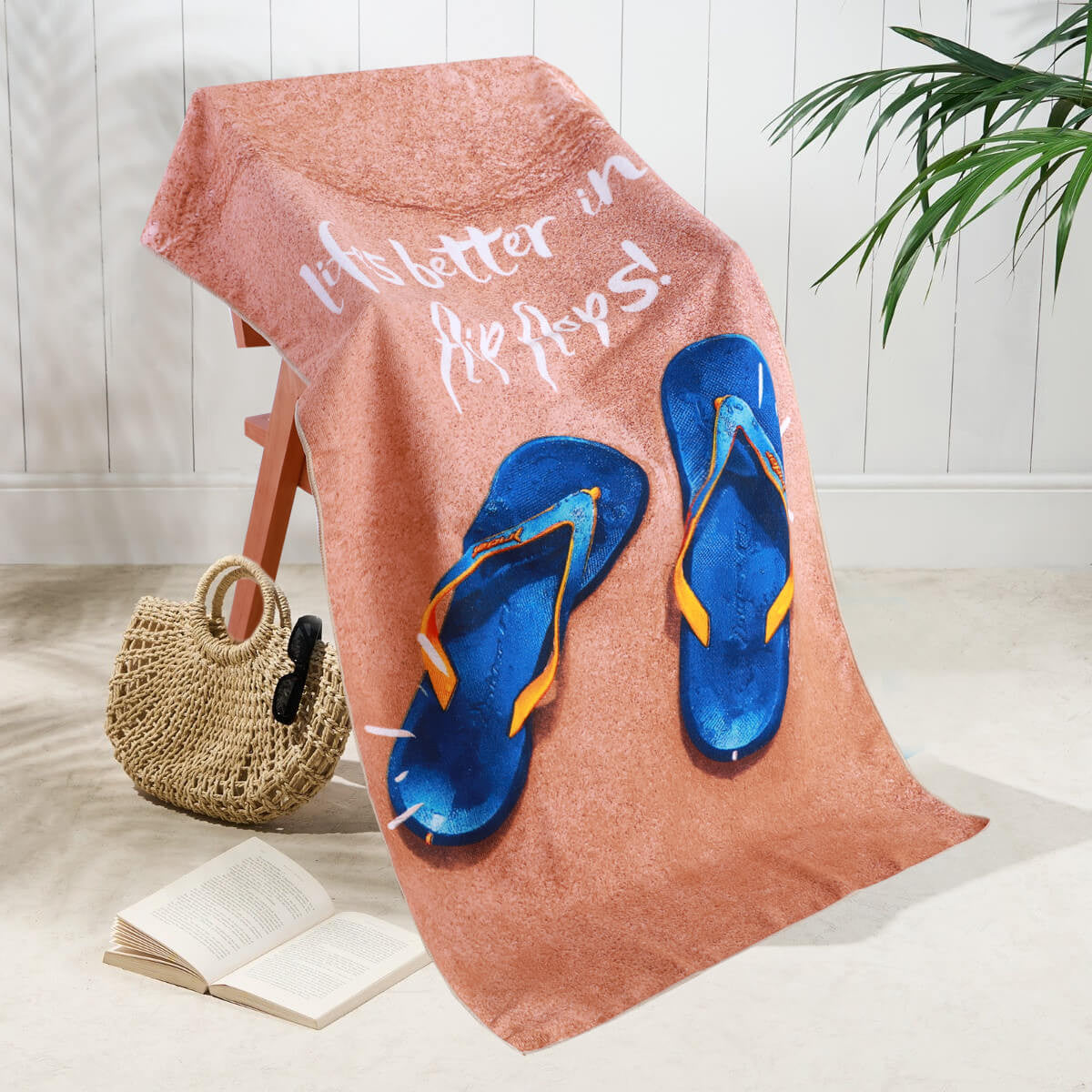 Flip Flop Design Microfibre Beach Towel 70x150cm colourful flip flop print quick-dry sand-free