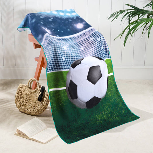 Football Design Microfibre Beach Towel 70x150cm sporty football print quick-dry sand-free kids