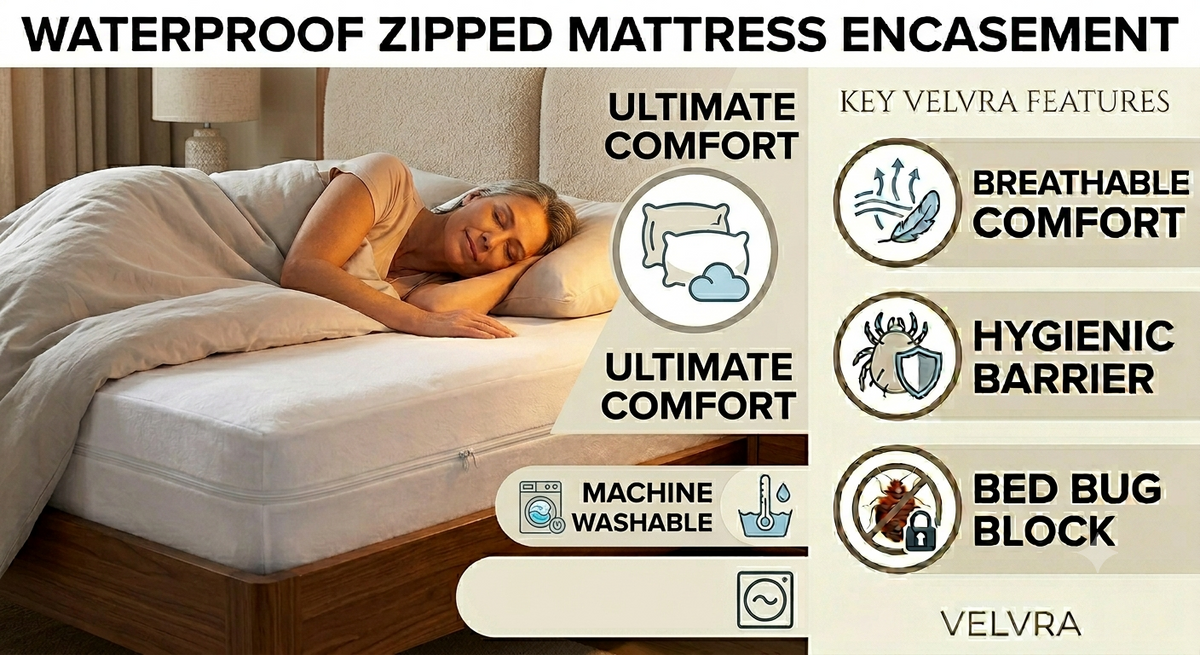Waterproof Anti Bug Zipped Mattress Protector – Total Encasement Cover All Sizes