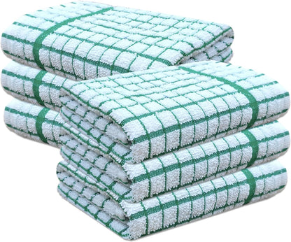 100% Cotton Terry Towelling Tea Towels | Pack of 6 | Kitchen Hand Towels Dish Cloth Super Absorbent Soft Touch