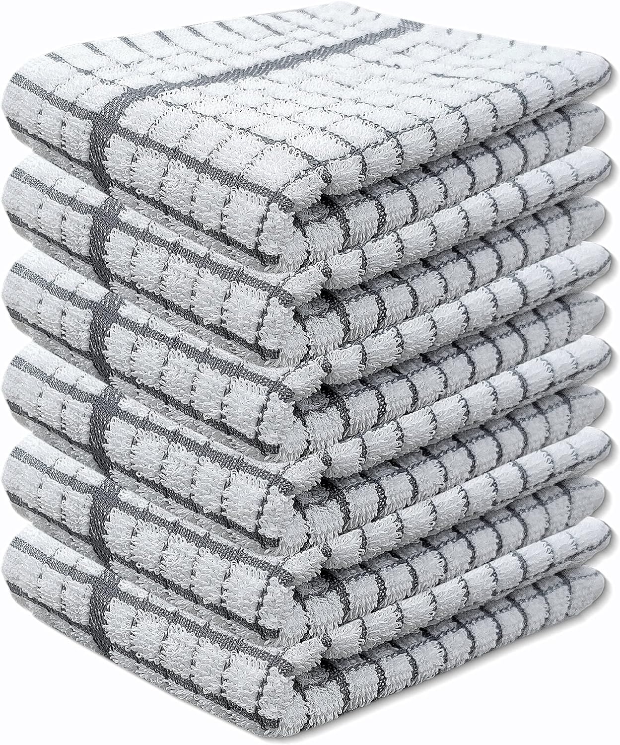 100% Cotton Terry Towelling Tea Towels | Pack of 6 | Kitchen Hand Towels Dish Cloth Super Absorbent Soft Touch