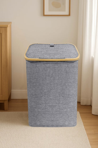 Nimora Home Bamboo Laundry Basket with Lid – Natural Clothes & Linen Storage Hamper