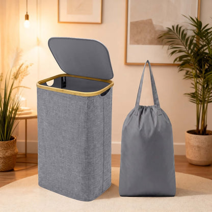 Nimora Home Bamboo Laundry Basket with Lid – Natural Clothes & Linen Storage Hamper