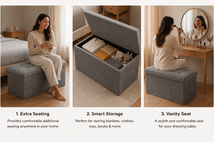 Ottoman Storage Toy Box Teddy Boucle Bench Seat Folding Footstool Chest Large XL