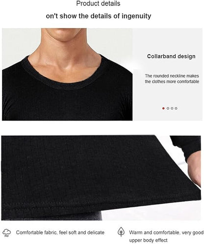 Set of Mens Thermal Half Sleeve T-Shirt Vest & Long johns Winter Underwear Warm Plain Top Base Layer
