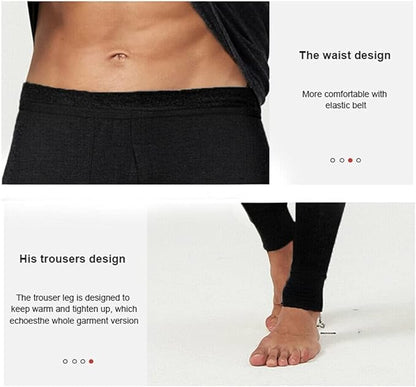 Set of Mens Thermal Half Sleeve T-Shirt Vest & Long johns Winter Underwear Warm Plain Top Base Layer