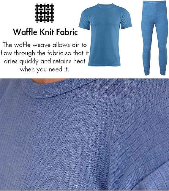 Set of Mens Thermal Half Sleeve T-Shirt Vest & Long johns Winter Underwear Warm Plain Top Base Layer