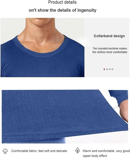 Set of Mens Thermal Half Sleeve T-Shirt Vest & Long johns Winter Underwear Warm Plain Top Base Layer