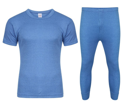 Set of Mens Thermal Half Sleeve T-Shirt Vest & Long johns Winter Underwear Warm Plain Top Base Layer
