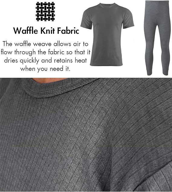 Set of Mens Thermal Half Sleeve T-Shirt Vest & Long johns Winter Underwear Warm Plain Top Base Layer