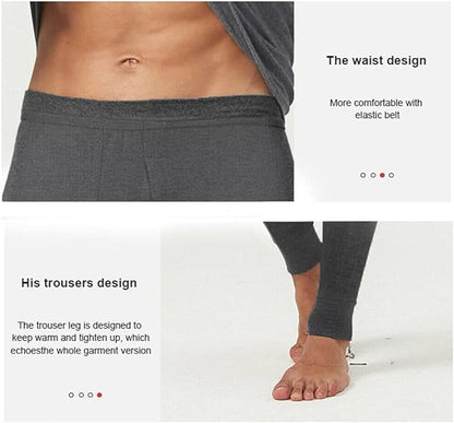 Set of Mens Thermal Half Sleeve T-Shirt Vest & Long johns Winter Underwear Warm Plain Top Base Layer