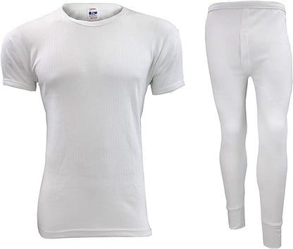 Set of Mens Thermal Half Sleeve T-Shirt Vest & Long johns Winter Underwear Warm Plain Top Base Layer