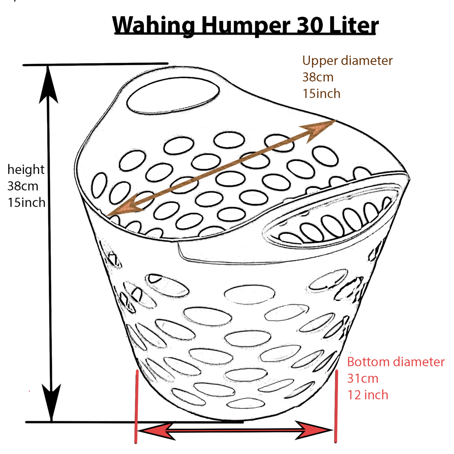 30L Plastic Laundry Basket With Handles Flexi Large Storage Round Hipster Hamper For Clothes Nursery & Home Organisation 13 Colours