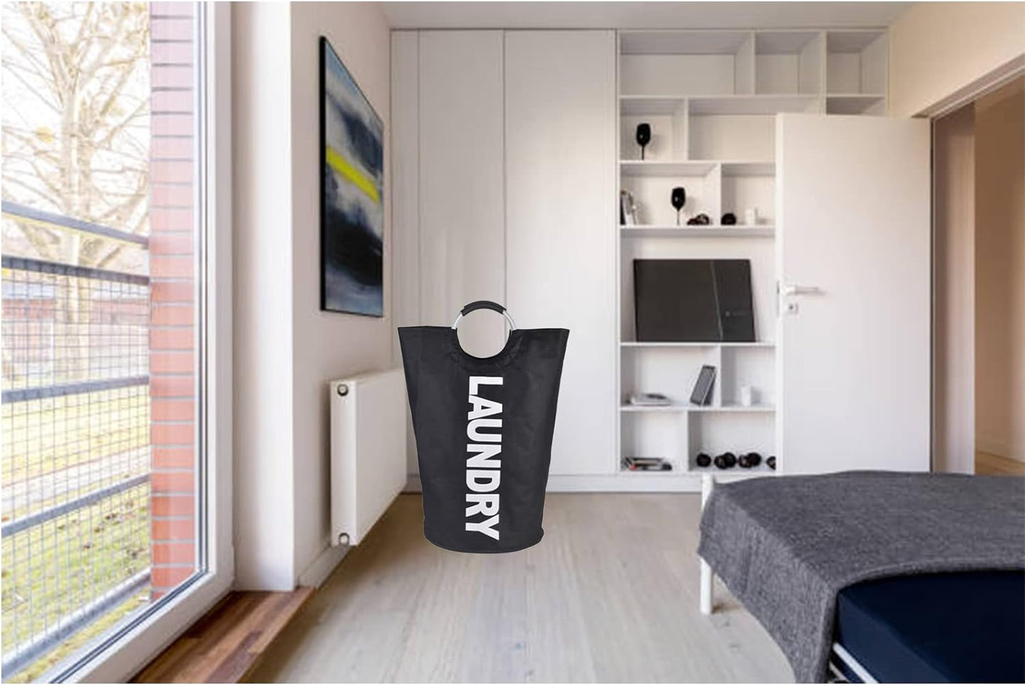 90L Large Collapsible Laundry Basket with Handles Large Washing Laundry Hamper Foldable Wash Bin Waterproof Clothes Bag Storage Bucket (6 Colors) for Bedroom & Bathroom