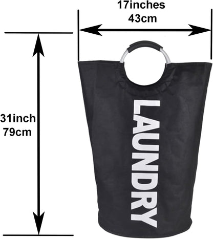 90L Large Collapsible Laundry Basket with Handles Large Washing Laundry Hamper Foldable Wash Bin Waterproof Clothes Bag Storage Bucket (6 Colors) for Bedroom & Bathroom