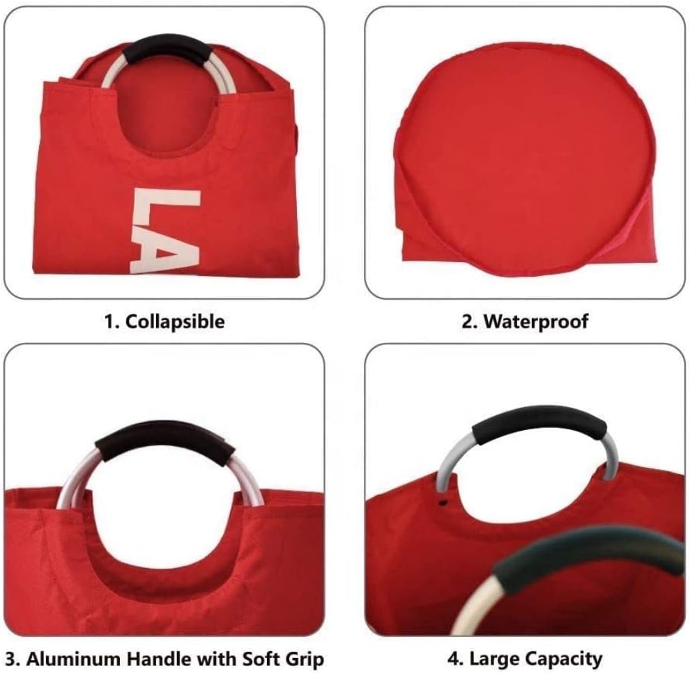 90L Large Collapsible Laundry Basket with Handles Large Washing Laundry Hamper Foldable Wash Bin Waterproof Clothes Bag Storage Bucket (6 Colors) for Bedroom & Bathroom