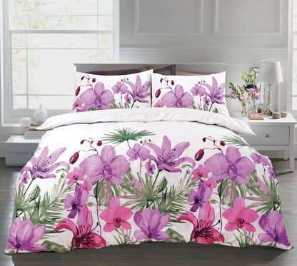 Lily Polycotton Duvet Cover Set – Soft Quilt Bedding Set with Pillowcases Single, Double, King, SuperKing