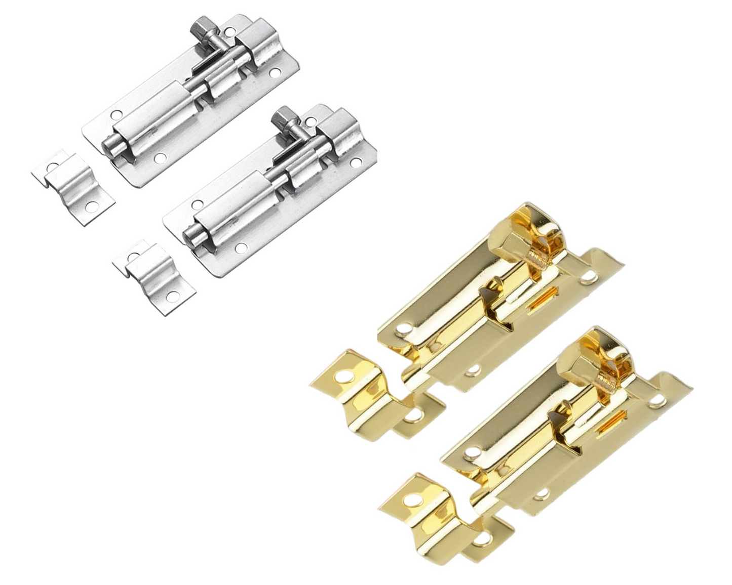 2 Pc Door Lock Bolt with Screws Stainless Steel Gate Lock