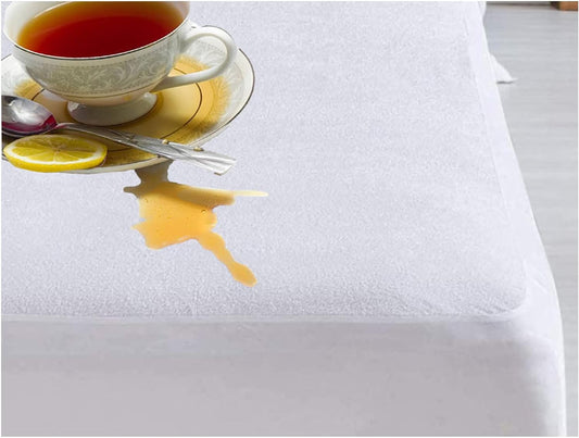 100% Waterproof Mattress Protector Terry Towel Fitted Sheet Bug-Proof, Non-Noisy, Non-Allergenic Breathable Absorbent 30cm Deep Pockets Topper