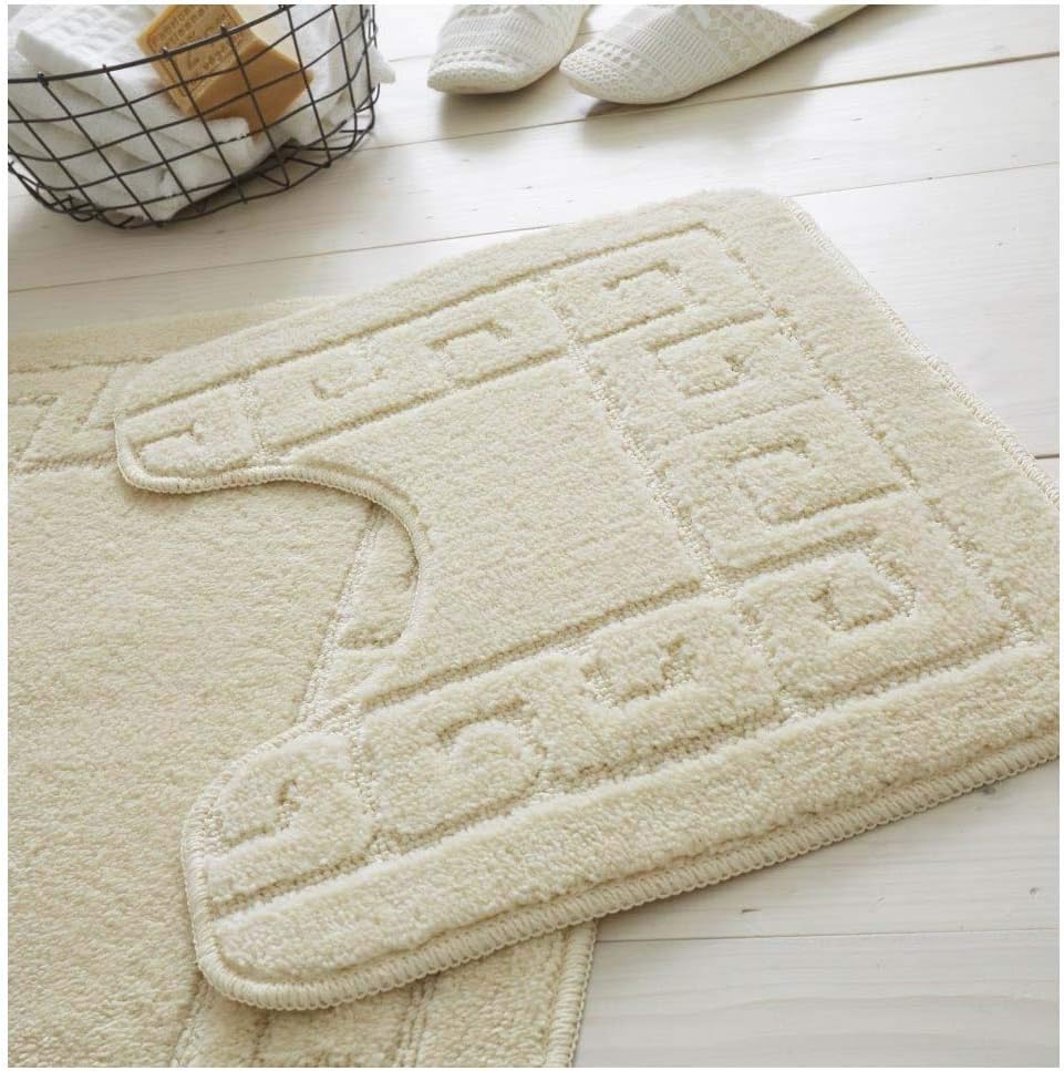Greek Style Extra Absorbent Miami 2 Piece Super Soft Bath Mat & Pedestal Set, Non Slip Bathroom Set