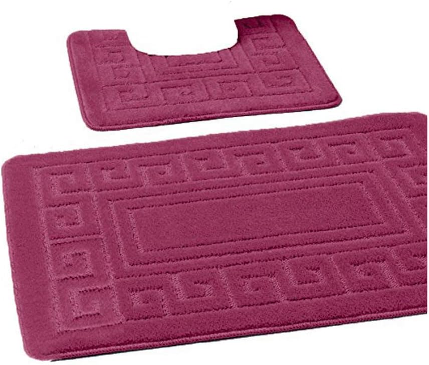 Greek Style Extra Absorbent Miami 2 Piece Super Soft Bath Mat & Pedestal Set, Non Slip Bathroom Set