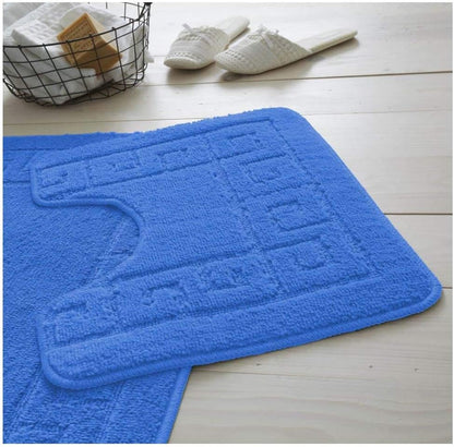 Greek Style Extra Absorbent Miami 2 Piece Super Soft Bath Mat & Pedestal Set, Non Slip Bathroom Set