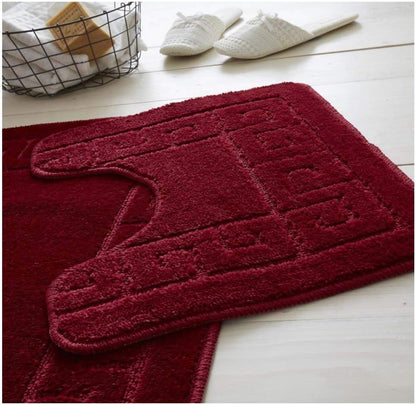 Greek Style Extra Absorbent Miami 2 Piece Super Soft Bath Mat & Pedestal Set, Non Slip Bathroom Set