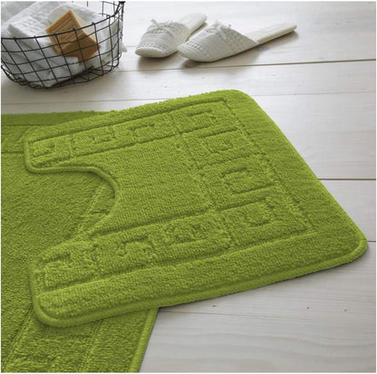 Greek Style Extra Absorbent Miami 2 Piece Super Soft Bath Mat & Pedestal Set, Non Slip Bathroom Set