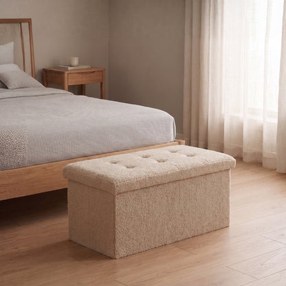 Ottoman Storage Toy Box Teddy Boucle Bench Seat Folding Footstool Chest Large XL