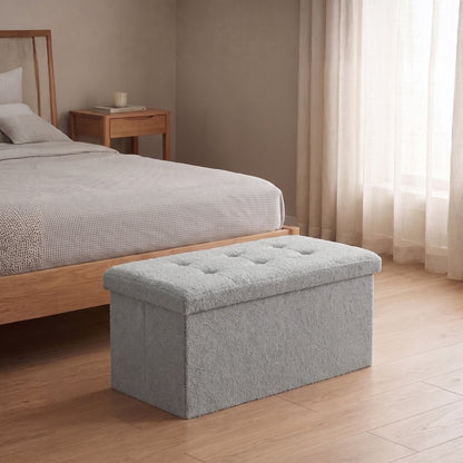 Ottoman Storage Toy Box Teddy Boucle Bench Seat Folding Footstool Chest Large XL