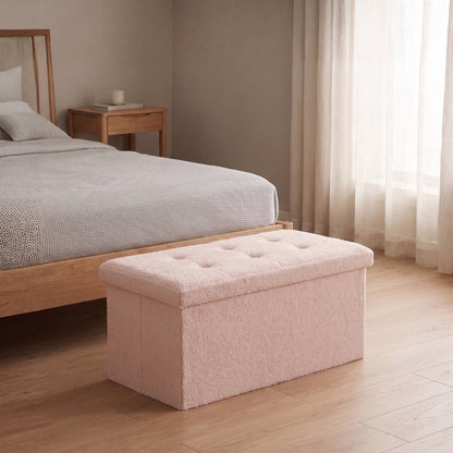 Ottoman Storage Toy Box Teddy Boucle Bench Seat Folding Footstool Chest Large XL