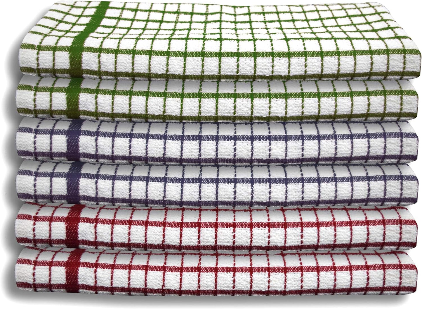 100% Cotton Terry Towelling Tea Towels | Pack of 6 | Kitchen Hand Towels Dish Cloth Super Absorbent Soft Touch