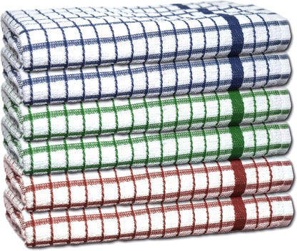 100% Cotton Terry Towelling Tea Towels | Pack of 6 | Kitchen Hand Towels Dish Cloth Super Absorbent Soft Touch
