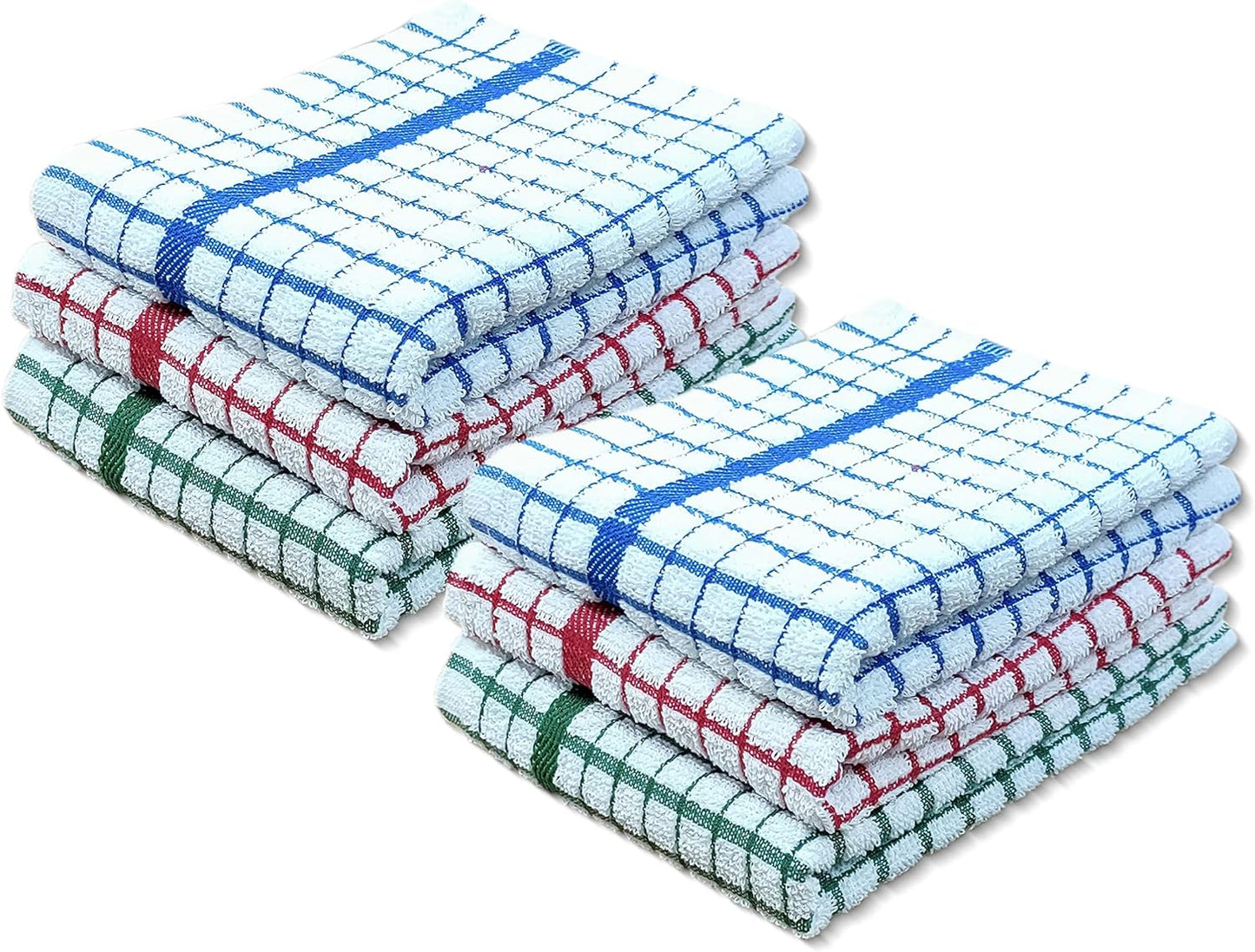 100% Cotton Terry Towelling Tea Towels | Pack of 6 | Kitchen Hand Towels Dish Cloth Super Absorbent Soft Touch