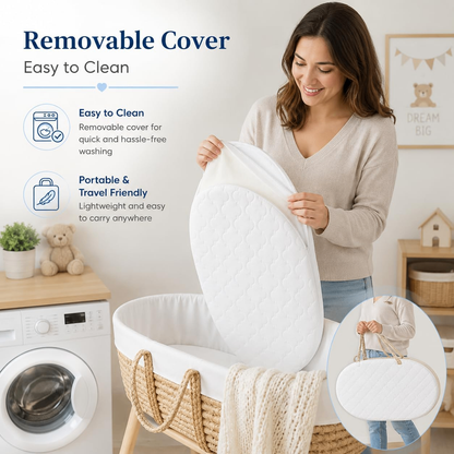 Moses Basket Pram Mattress Extra Thick – Breathable Soft Made in UK All Sizes